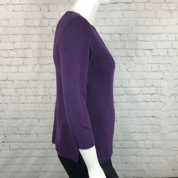 Deep Purple Crewneck 3/4 Sleeve Sweater Size Medium - Picture 4 of 5